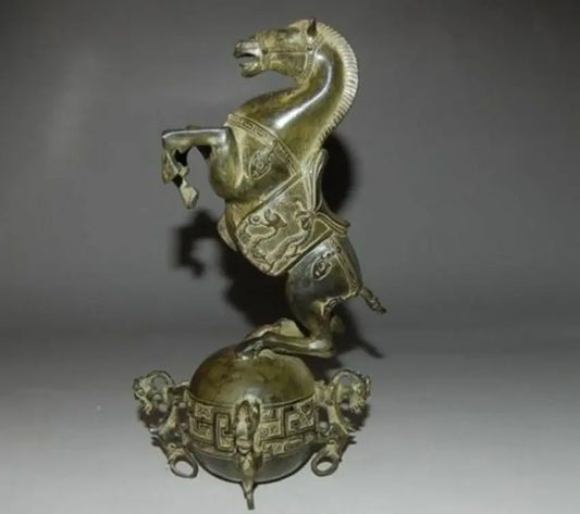 Chinese Bronze Horse Standing on The Ball with Garden Decoration Bronze Statue Living Room Decoration Home Gift