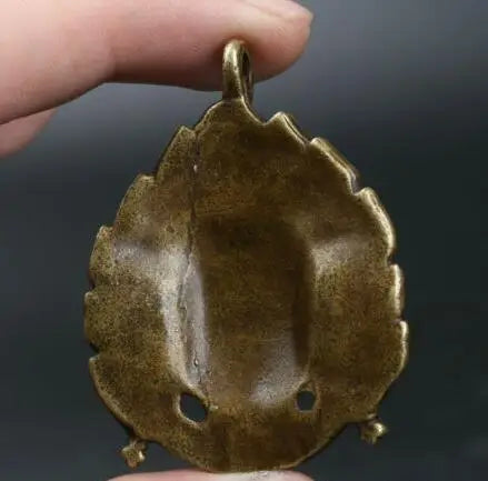 Chinese Bronze Tantra Mahakala Wrathful Deity Amulet Pendant Buddha Head Pendant Exorcise Evil Spirits Statue Auspicious Amulet