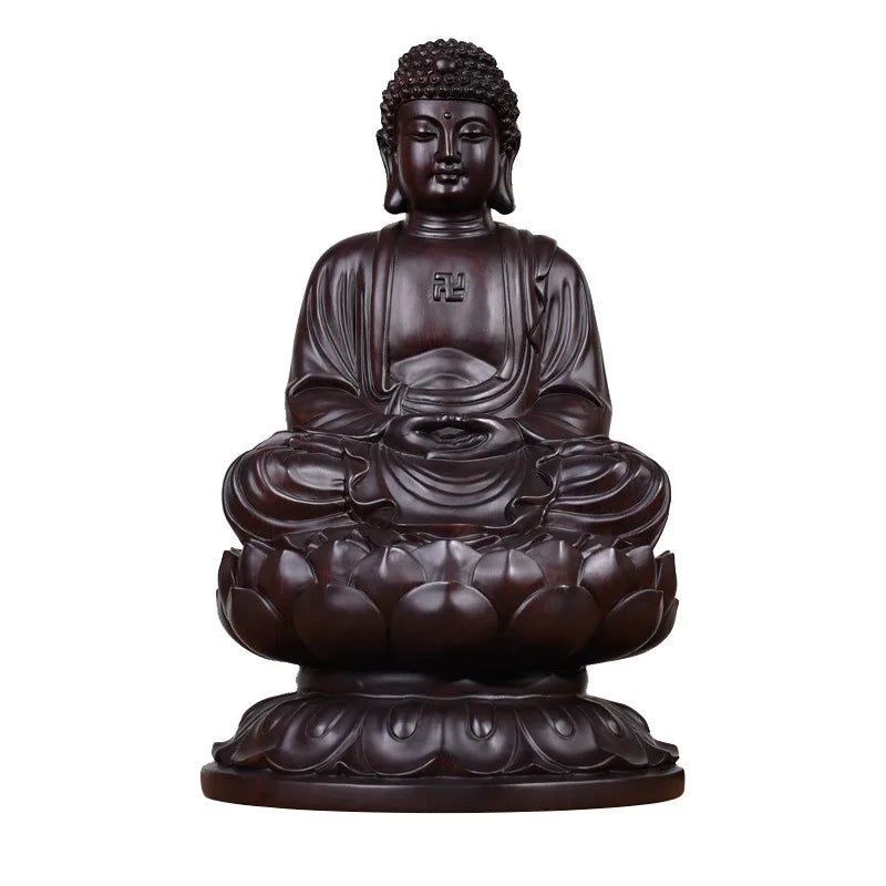 Chinese Buddha Statue Ebony Tathagata Buddha Statue Modern Art Sculpture Wood Carving Ornaments Home Decoration Accessories