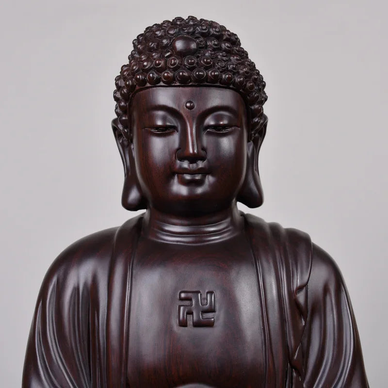 Chinese Buddha Statue Ebony Tathagata Buddha Statue Modern Art Sculpture Wood Carving Ornaments Home Decoration Accessories