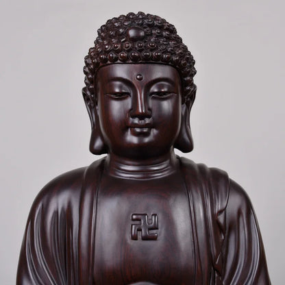 Chinese Buddha Statue Ebony Tathagata Buddha Statue Modern Art Sculpture Wood Carving Ornaments Home Decoration Accessories