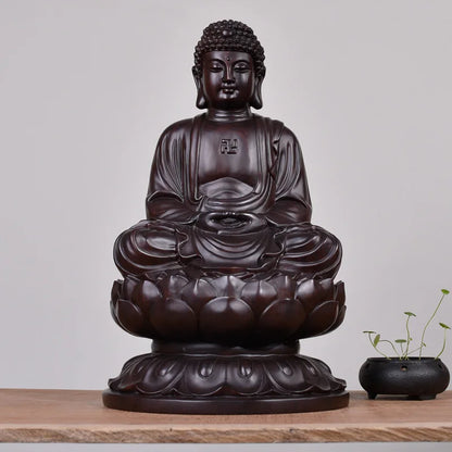 Chinese Buddha Statue Ebony Tathagata Buddha Statue Modern Art Sculpture Wood Carving Ornaments Home Decoration Accessories