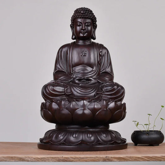 Chinese Buddha Statue Ebony Tathagata Buddha Statue Modern Art Sculpture Wood Carving Ornaments Home Decoration Accessories