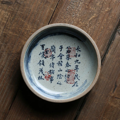 Chinese Calligraphy Teapot Base Pottery Teapot Trivets Saucer For Teapot Kung Fu Tea Ceremony Water Storage Tea Trays