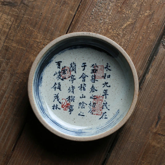 Chinese Calligraphy Teapot Base Pottery Teapot Trivets Saucer For Teapot Kung Fu Tea Ceremony Water Storage Tea Trays
