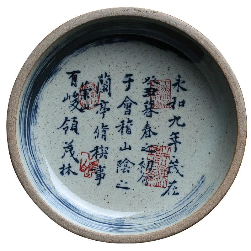 Chinese Calligraphy Teapot Base Pottery Teapot Trivets Saucer For Teapot Kung Fu Tea Ceremony Water Storage Tea Trays