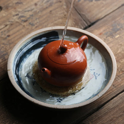 Chinese Calligraphy Teapot Base Pottery Teapot Trivets Saucer For Teapot Kung Fu Tea Ceremony Water Storage Tea Trays