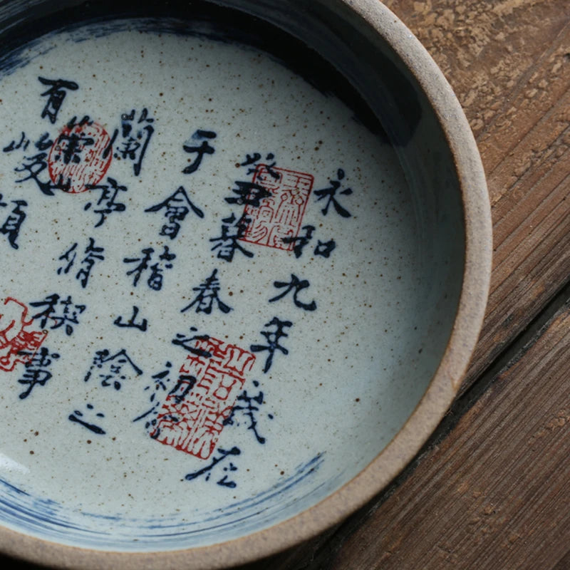 Chinese Calligraphy Teapot Base Pottery Teapot Trivets Saucer For Teapot Kung Fu Tea Ceremony Water Storage Tea Trays