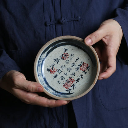 Chinese Calligraphy Teapot Base Pottery Teapot Trivets Saucer For Teapot Kung Fu Tea Ceremony Water Storage Tea Trays