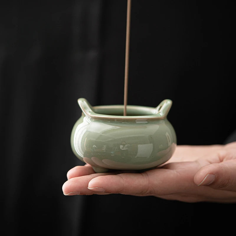 Chinese Celadon Small Incense Holder Boutique Diffuser Incense Smoke Waterfall Mosquito Incense Holder Smell Distributor Crafts