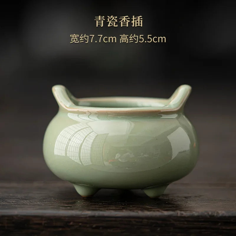 Chinese Celadon Small Incense Holder Boutique Diffuser Incense Smoke Waterfall Mosquito Incense Holder Smell Distributor Crafts