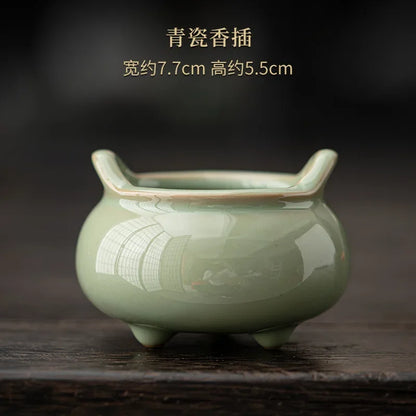 Chinese Celadon Small Incense Holder Boutique Diffuser Incense Smoke Waterfall Mosquito Incense Holder Smell Distributor Crafts