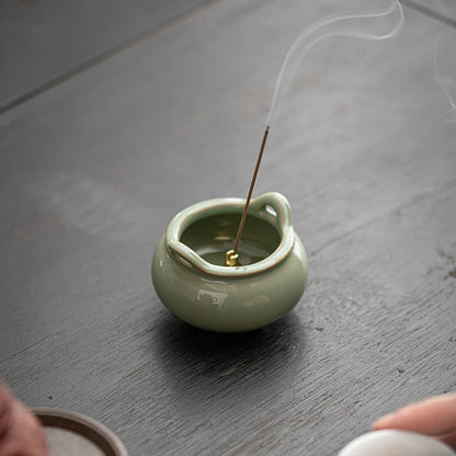 Chinese Celadon Small Incense Holder Boutique Diffuser Incense Smoke Waterfall Mosquito Incense Holder Smell Distributor Crafts