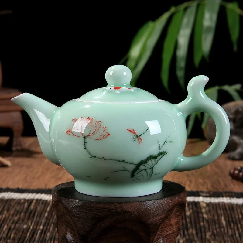 Chinese Celadon Teapot Elegant Ceramic Tea Pot Home Decorative Pot Porcelain Tea Kettle Kung Fu Handmade Teapots