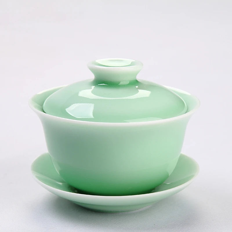 Chinese Celadon gai wan tea set Bone China Tea cup Dehua gaiwan tea porcelain teacup tea set for High-quality creative kettle