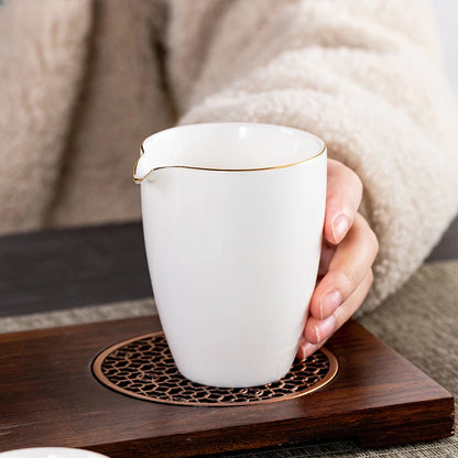 Chinese Ceramic Cha Hai Hand Made Fair cup Boutique White porcelain Tea set Accessories Household wine set Drinkware 200ml