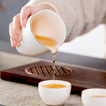 Chinese Ceramic Cha Hai Hand Made Fair cup Boutique White porcelain Tea set Accessories Household wine set Drinkware 200ml
