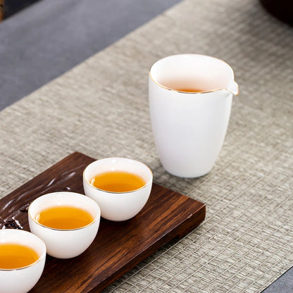 Chinese Ceramic Cha Hai Hand Made Fair cup Boutique White porcelain Tea set Accessories Household wine set Drinkware 200ml