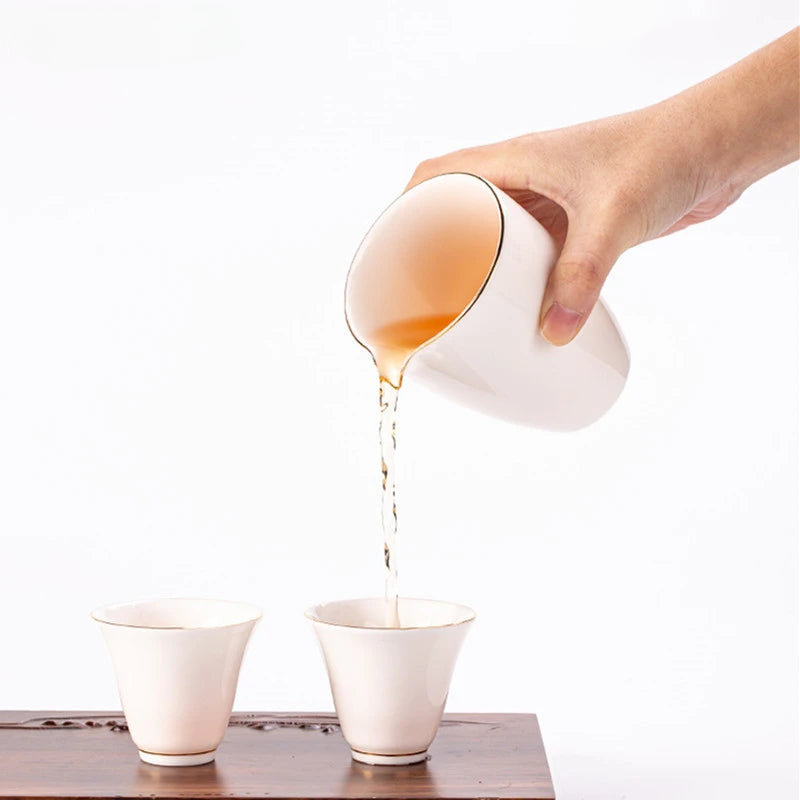 Chinese Ceramic Cha Hai Hand Made Fair cup Boutique White porcelain Tea set Accessories Household wine set Drinkware 200ml