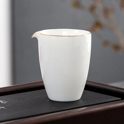 Chinese Ceramic Cha Hai Hand Made Fair cup Boutique White porcelain Tea set Accessories Household wine set Drinkware 200ml
