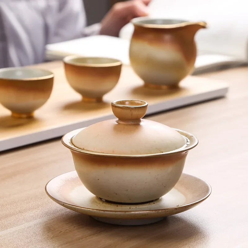 Chinese Ceramic Gaiwan Office Teacup Travel Portable Tea Bowl Handmade Porcelain Teaware Accessories Drinkware Personal Cup