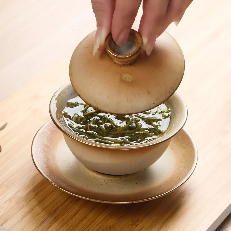 Chinese Ceramic Gaiwan Office Teacup Travel Portable Tea Bowl Handmade Porcelain Teaware Accessories Drinkware Personal Cup
