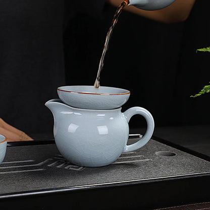Chinese Ceramic Tea Leak Filter with Base, White Porcelain, Celadon Tea Divider, Infuser Strainer, Teaware Accessories