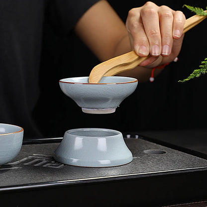 Chinese Ceramic Tea Leak Filter with Base, White Porcelain, Celadon Tea Divider, Infuser Strainer, Teaware Accessories