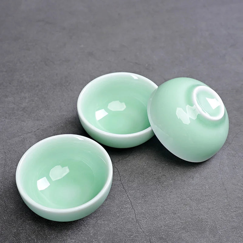 Chinese Ceramic Teacup, Tease Crackle Glaze, Travel Chinese Porcelain Teacup, Yixing Purple Clay Tea Cup, 3Pcs/Lot 50ml