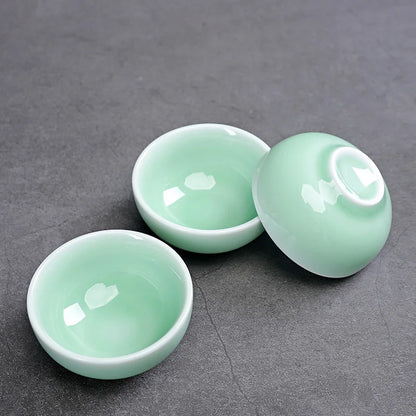 Chinese Ceramic Teacup, Tease Crackle Glaze, Travel Chinese Porcelain Teacup, Yixing Purple Clay Tea Cup, 3Pcs/Lot 50ml