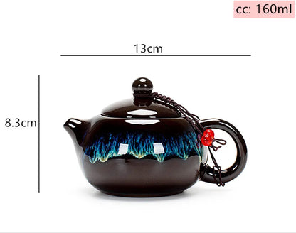 Chinese Ceramics Kiln Change Teapot Tradition Stoneware Filter Tea Pot Customized Tea Ceremony Kettle Gifts Home Tea Maker