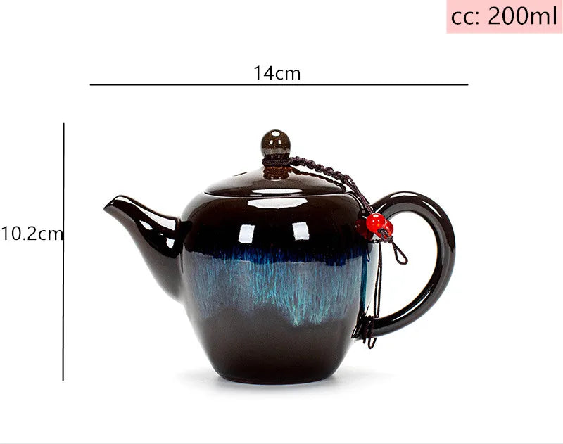 Chinese Ceramics Kiln Change Teapot Tradition Stoneware Filter Tea Pot Customized Tea Ceremony Kettle Gifts Home Tea Maker