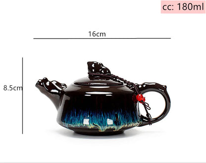 Chinese Ceramics Kiln Change Teapot Tradition Stoneware Filter Tea Pot Customized Tea Ceremony Kettle Gifts Home Tea Maker