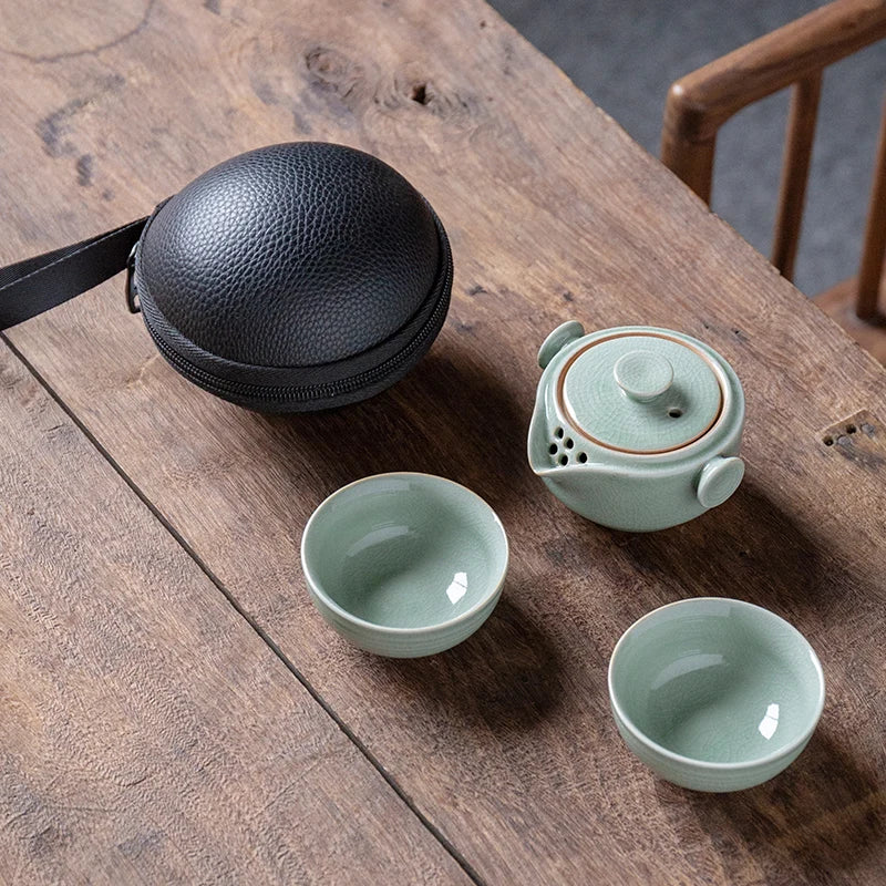 Chinese Ceramics Tea Set Portable Teapot Set Strainer Teacup Car Outdoor Travel Teaware Home Drinkware Tea Ceremony Supplies