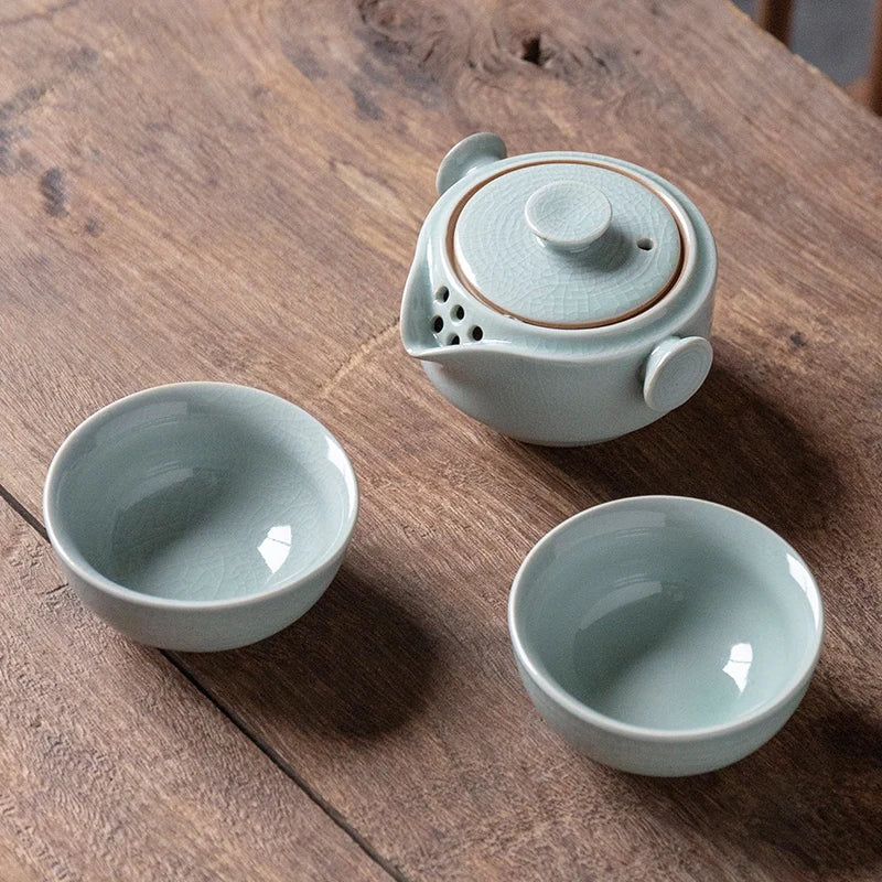 Chinese Ceramics Tea Set Portable Teapot Set Strainer Teacup Car Outdoor Travel Teaware Home Drinkware Tea Ceremony Supplies