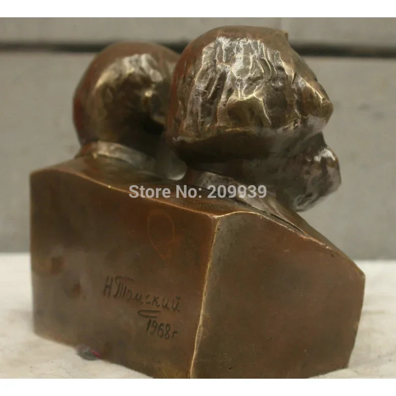 Chinese China Folk Culture Handmade Brass BRAAS Statue Marx and Lenin Sculpture