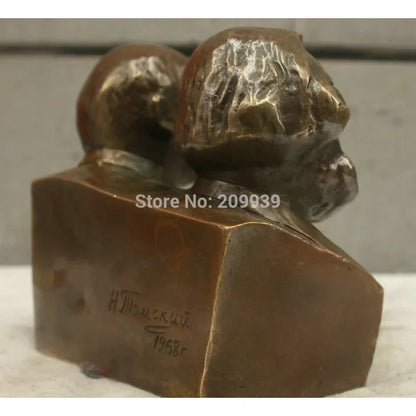 Chinese China Folk Culture Handmade Brass BRAAS Statue Marx and Lenin Sculpture