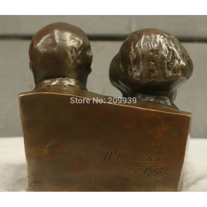 Chinese China Folk Culture Handmade Brass BRAAS Statue Marx and Lenin Sculpture