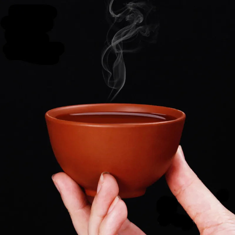 Chinese Clay Tea Cup with Big Mouth, Handmade Ore Teacup, Single Cup, Black, Red, Brown, Master Cup, Large, Yixing Zisha, 100ml