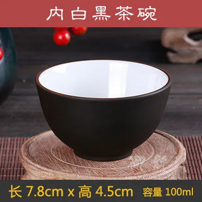 Chinese Clay Tea Cup with Big Mouth, Handmade Ore Teacup, Single Cup, Black, Red, Brown, Master Cup, Large, Yixing Zisha, 100ml