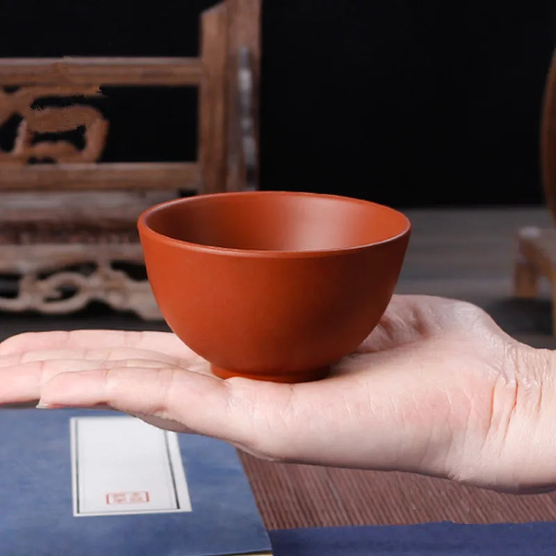 Chinese Clay Tea Cup with Big Mouth, Handmade Ore Teacup, Single Cup, Black, Red, Brown, Master Cup, Large, Yixing Zisha, 100ml