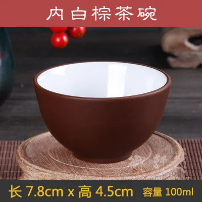 Chinese Clay Tea Cup with Big Mouth, Handmade Ore Teacup, Single Cup, Black, Red, Brown, Master Cup, Large, Yixing Zisha, 100ml