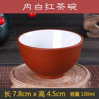 Chinese Clay Tea Cup with Big Mouth, Handmade Ore Teacup, Single Cup, Black, Red, Brown, Master Cup, Large, Yixing Zisha, 100ml