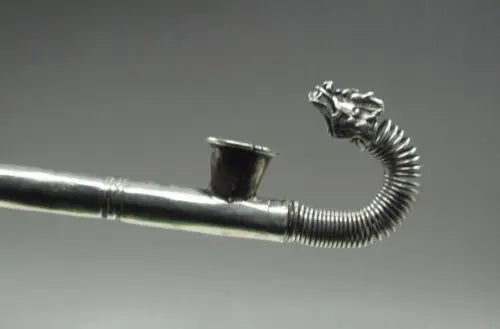 Chinese Collectible Handwork Old Tibetan Silver Dragon Smoking Tool pipe