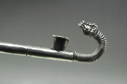 Chinese Collectible Handwork Old Tibetan Silver Dragon Smoking Tool pipe