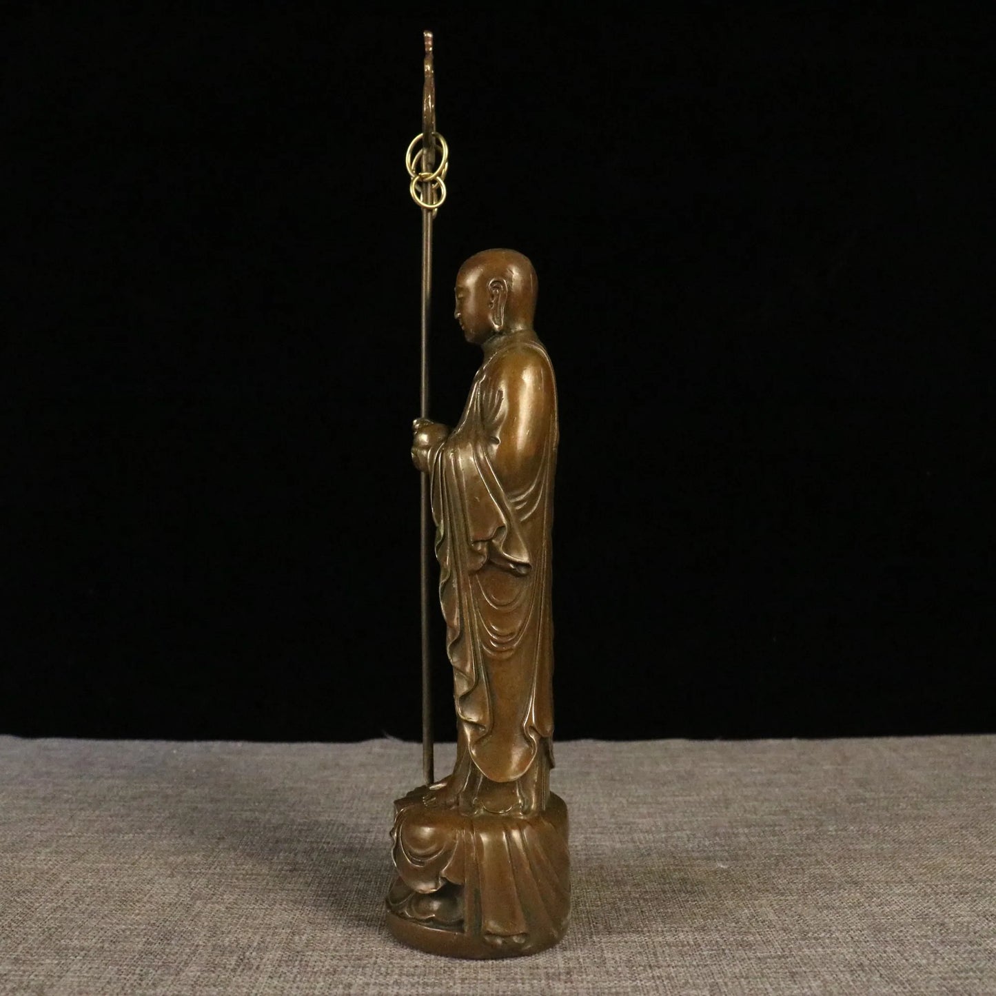 Chinese Collection Brass Ksitigarbha Bodhisattva Stand Statue 25cm