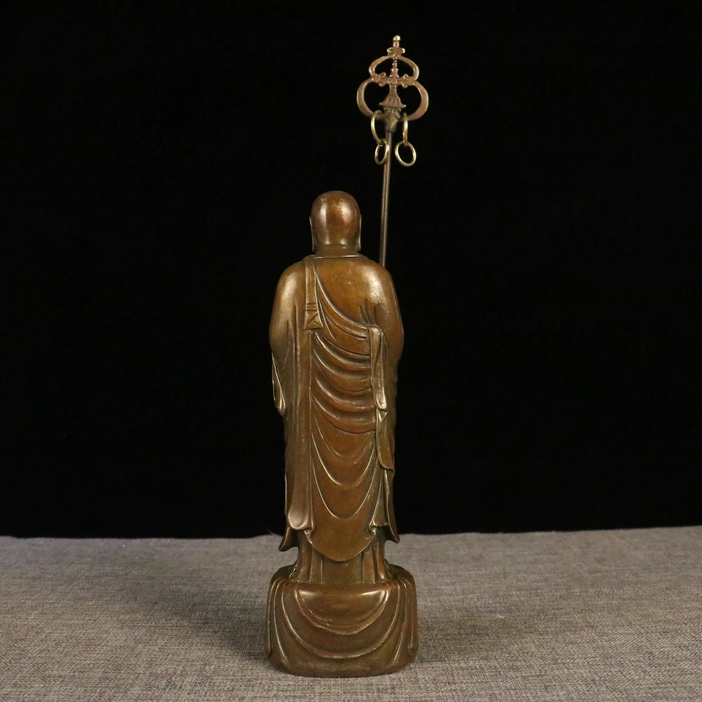 Chinese Collection Brass Ksitigarbha Bodhisattva Stand Statue 25cm