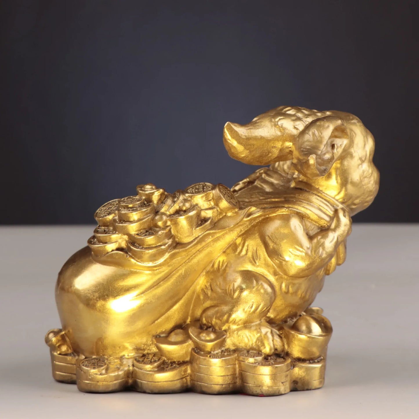 Chinese Collection Brass Wealth Chinese Zodiac Rabbit Crafts Decoration Statue