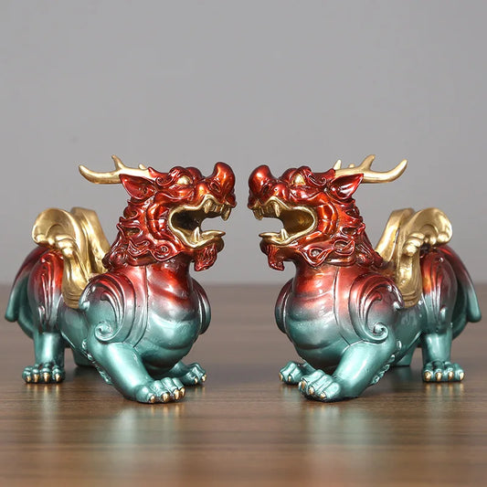 Chinese Colorful Pixiu Statues Sculptures Copper Ornaments Home Living Room Office Decorations Porch Decoration Crafts