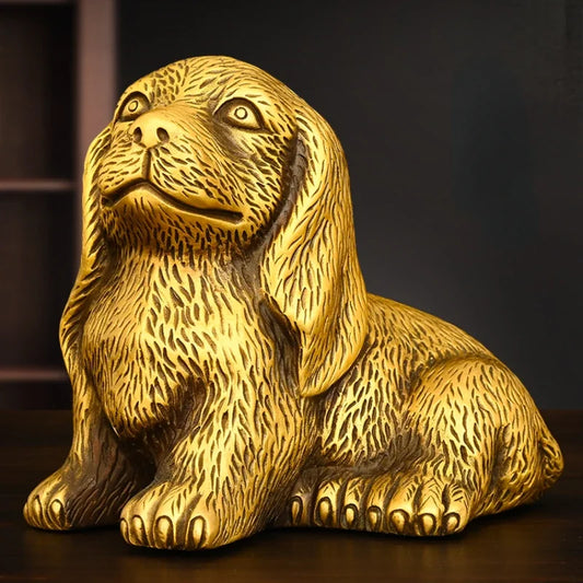 Chinese Copper Animal Dog Ornament Pet Dog Home Office Living Desktop Decor Statues